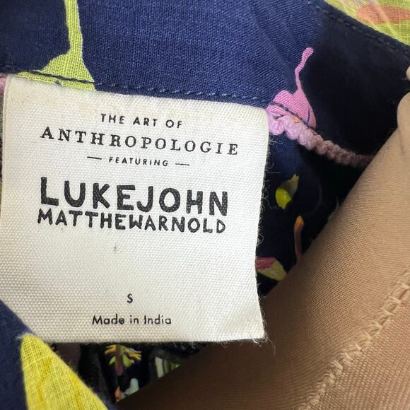 Anthropologie x Luke John Matthew Blossom Surf Top Small Half Button Boxy Blue - Picture 7 of 9